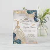 Invitation Glitter Dress,Butterfly Green Roses 15th Birthday (Debout devant)