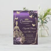Invitation Glitter Dress,Butterfly Violet Roses Quinceañera (Debout devant)