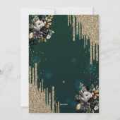 Invitation Glitter Drips Black Roses Vert 40e Anniversaire  (Dos)
