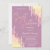 Invitation Glitter Drips Bleu Clair Sweet 16 (Devant)