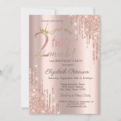 Invitation  Glitter Drips Crow Rose Gold 2nd Birthday   (Devant)