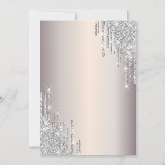 Invitation Glitter Drips Dress Eiffel Tower Bow 25th  (Dos)