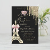 Invitation Glitter Drips,Eiffel Tower Bow Crown Sweet 16 (Debout devant)