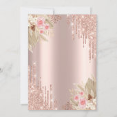 Invitation Glitter Drips,Fleur Rose Gold Mariage Anniversaire (Dos)