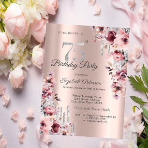 Invitation Glitter Drips Rose Gold Fleur Rose 75e Anniversair