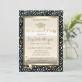 Invitation Glitter Grad Cap,Wine Glass Leopard Print (Debout devant)