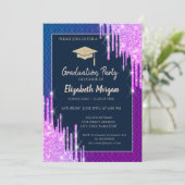Invitation Glitter Graduation Cap,Drips Geometric Graduation (Debout devant)