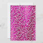 Invitation Glitter Léopard Argent Rose Chaud Anniversaire (Dos)