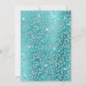 Invitation Glitter Léopard Argent Turquoise Bleu Anniversaire (Dos)