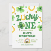 Invitation Glitter Lucky One St Patrick First Birthday (Devant)