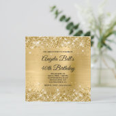 Invitation Glitter Lumière Or Shimmer Foil Fancy Monogramme (Debout devant)