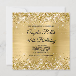 Invitation Glitter Lumière Or Shimmer Foil Fancy Monogramme