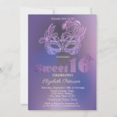 Invitation Glitter Mask Violet Sweet 16 (Devant)
