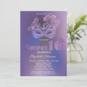 Invitation Glitter Mask Violet Sweet 16 (Debout devant)