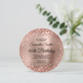Invitation Glitter Monogramme Or Rose Arrondi 40e Anniversair (Debout devant)