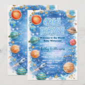 Invitation Glitter Moon Stars Galaxy Baby Shower (Devant / Derrière)