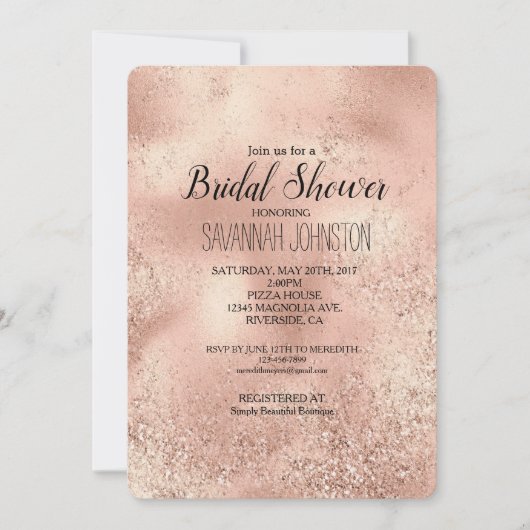 Invitation Glitter Peach Rose (Devant)
