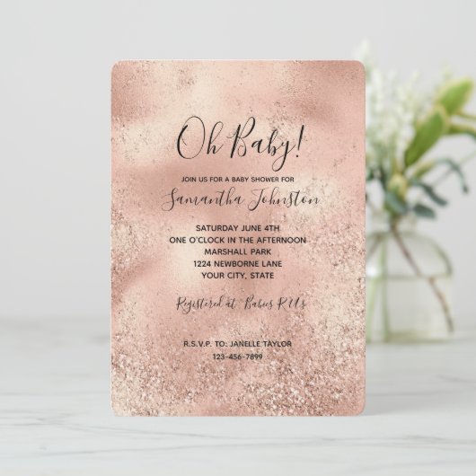 Invitation Glitter Peach Rose (Debout devant)
