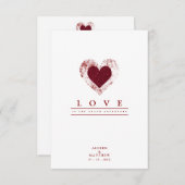 Invitation Glitter Red Heart Romantic Love Quote Wedding (Devant / Derrière)