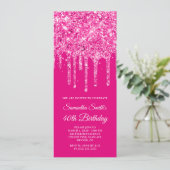 Invitation Glitter Rose Chaud 40e Anniversaire (Debout devant)
