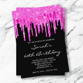 Invitation Glitter Rose Chaud Drips Noir 60e Anniversaire