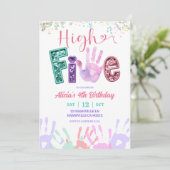Invitation Glitter Sequin High Five Birthday (Debout devant)