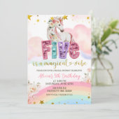 Invitation Glitter Sequin Magical Unicorn 5th Birthday (Debout devant)