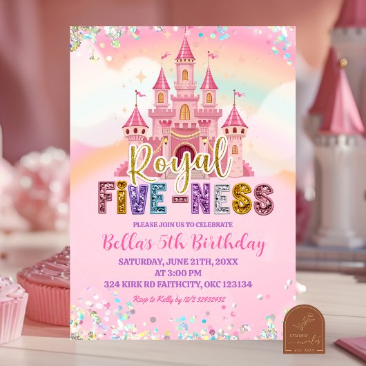 Invitation Glitter Sequin Royal cinquième anniversaire