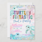 Invitation Glitter Sequin Sea Turtle Fintastic Birthday invit (Devant)