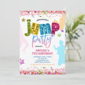 Invitation Glitter Sequins Girl Colorful Jump Birthday (Debout devant)