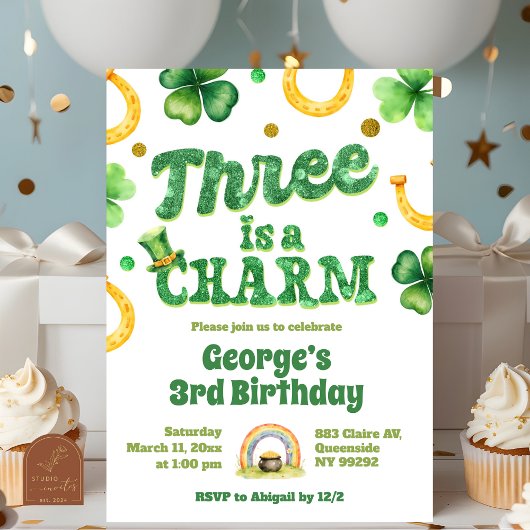 Invitation Glitter St Patrick 3e Anniversaire