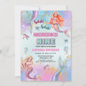 Invitation Glitter Under the Sea Mermaids 9th Birthday Party (Devant)