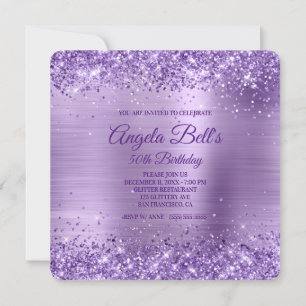 Invitation Glitter Violet Royal Feuille de métal Brosse pour