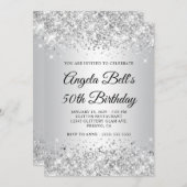 Invitation Glitterie Argent Gradient 50e anniversaire (Devant / Derrière)