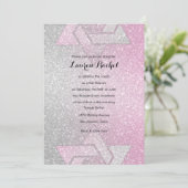 Invitation Glitterie Bat mitzvah rayonnant rose (Debout devant)