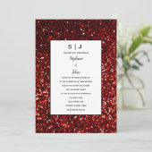 Invitation Glitterie Bourgogne Rouge Maroon Noir Mariage mode (Debout devant)
