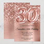 Invitation Glitterie brillant Rose or glam 30e anniversaire (Devant / Derrière)