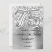 Invitation Glitterie brillante en argent 75e anniversaire (Devant)