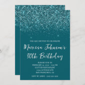 Invitation Glitterie brillante Sombre Turquoise 30e anniversa (Devant / Derrière)