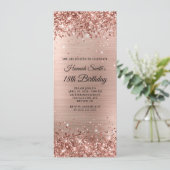 Invitation Glitterie brossé Rose Gold Foil 18e anniversaire (Debout devant)