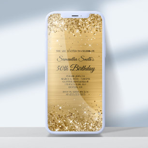 Invitation Glitterie broyée Gold Foil 50e anniversaire