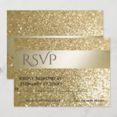 Invitation Glitterie élégance élégante bande dorée moderne RS (Devant / Derrière)