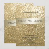 Invitation Glitterie élégante bande dorée moderne élégant (Devant / Derrière)