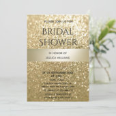 Invitation Glitterie élégante bande dorée moderne élégant (Debout devant)
