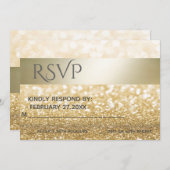 Invitation Glitterie Élégante bande dorée moderne RSPV (Devant / Derrière)