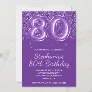 Invitation Glitterie étincelante Royal Purple Numéro 80 Anniv