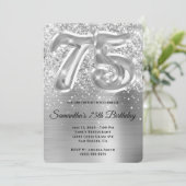 Invitation Glitterie étincelante Silver Glam 75e anniversaire (Debout devant)