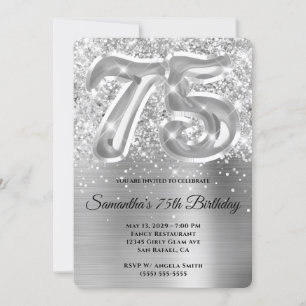 Invitation Glitterie étincelante Silver Glam 75e anniversaire