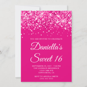 Invitation Glitterie Hot Rose Sweet 16
