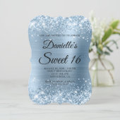 Invitation Glitterie Léger Bleu Foil Douce 16 (Debout devant)